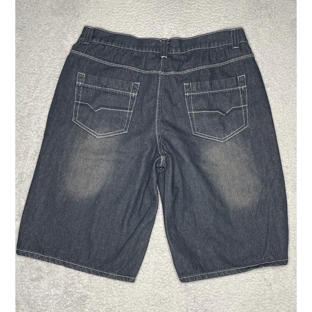 Vintage Y2K Jinzu Shorts Mens 38 Blue Denim Jorts Wide Leg Baggy Skater‎ Shorts